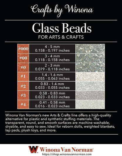 Crafts by Winona Premium Glass Bead Weighted Filler - 3-4mm (Size #00) Coarse Microbeads for Weighted Blankets, Knitted Crafts, Resin Art & Home Decor - Washable & High Density (1 lb.)