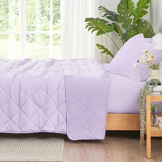 Cozy Bliss Cooling Blanket for Hot Sleepers King Size, Q-Max 0.45 Cooling Comfort, Cold Blankets for Night Sweats Sleeping, Ultra-Cool Lightweight Breathable Summer Blanket for Bed, Purple 108"x90"