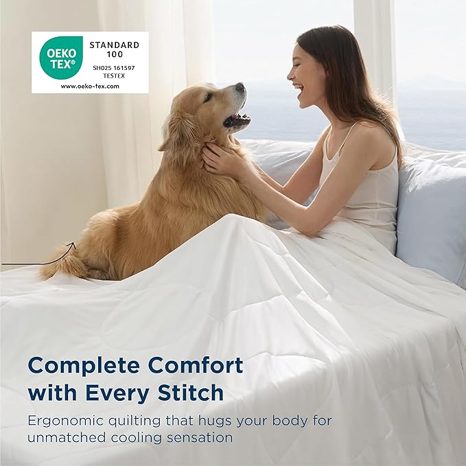 Bedsure Cooling Comforter Twin Size - GentleSoft Moisture Wicking Cooling Blanket for Hot Sleepers, Breathable Lightweight Duvet Insert, Dual-Sided Summer Blanket, White, 68x88 Inches