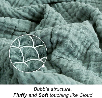 EMME Cotton Blanket Twin XL for Bed Soft Muslin Blankets 66"x90" Lightweight Breathable Layering Bedspread Coverlet All Season Gauze, Teal