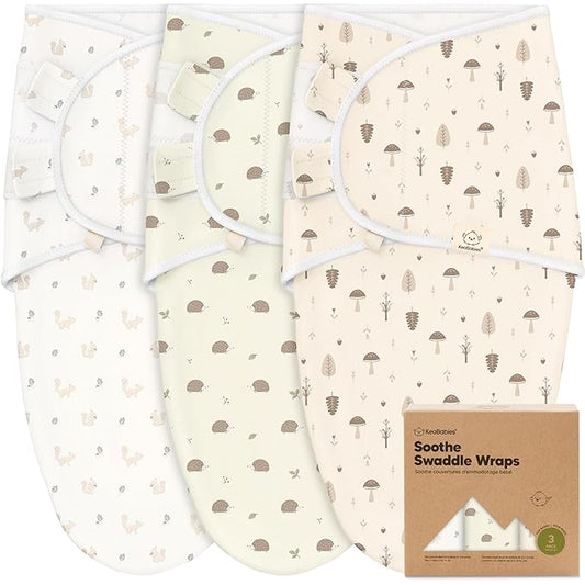 3-Pack Organic Baby Swaddle Sleep Sacks - Swaddles for Newborns, Infant 0-3 Months, Baby Girls, Boys, Soft & Snug Newborn Sleep Sack, Nursery Swaddling Blankets (Nibbles/Bruce, OS)
