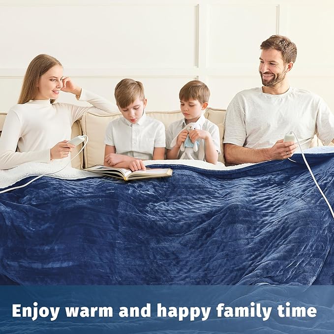 Heated Electric Blanket Queen Size - 84" x 90" Heating Blanket with Dual Control, 10 Heating Levels & 8 Hours Auto Off, Soft Warm Flannel Blanket, for Senior Grandma