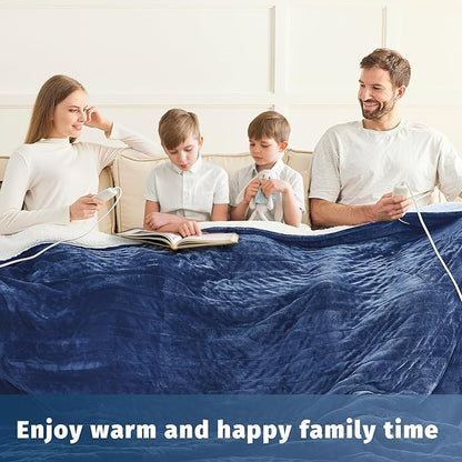 Heated Electric Blanket King Size - 90" x 100" Heating Blanket with Dual Control, 10 Heating Levels & 8 Hours Auto Off, Soft Warm Flannel Blanket, Christmas Birthday Gifts for Senior Grandma