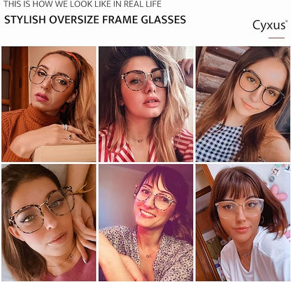 Cyxus 2 Pack Blue Light Glasses for Women, Blue Light Blocking Computer Eyeglasses for Woman Anti Eye Strain Glasses Reduce Headaches
