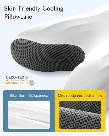CPAP Pillow for Larger-Framed Men, Ergonomic Memory Foam Bed Pillow to Reduce Air Leaks, Facial Pressure, Height Adjustable for Side Back Stomach Sleepers, 23.6"x15.74"x5.11"/5.9"