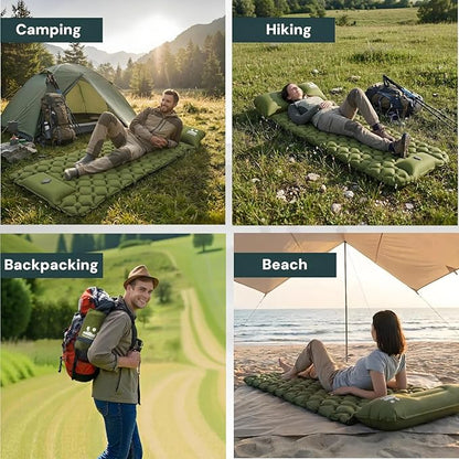 1.8 Pounds Ultralight Camping Sleeping Pad - R-Value 3.0 for 4 Seasons, Durable & 100% Waterproof Outdoor Air Mattress, Compact Sleeping Mat for Hiking, Backpacking, Travel