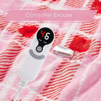 LUXIAN Electric Heated Blanket Full Size 72"x84" - Microplush & Sherpa Fabric Dual-Sided, 9 Heat Settings & 1-10 Hours Auto Off, Cozy Warming Throw for Home, Office, or Bed, Machine Washable, Pink