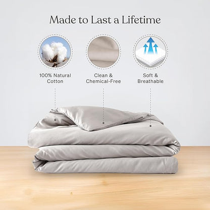 Baloo 100% Cotton Duvet Cover for 15lb/20lb Weighted Blanket (Silver Sage - 60"x80" - Full/Queen Size) | Cool, Soft & Durable