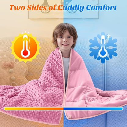 anfie Weighted Blanket Kids(36"x48" 3lbs) Weighted Blanket Cooling Blanket for Sleeping,Throw Size Breathable Blanket with Premium Glass Bead(Pink)