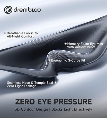 Sleep Mask with 3D Contoured Memory Foam, Zero Light Leakage Nose Bridge, Breathable Eye Cover for Side Sleepers, Travel, Office Nap & Insomnia Relief，Black