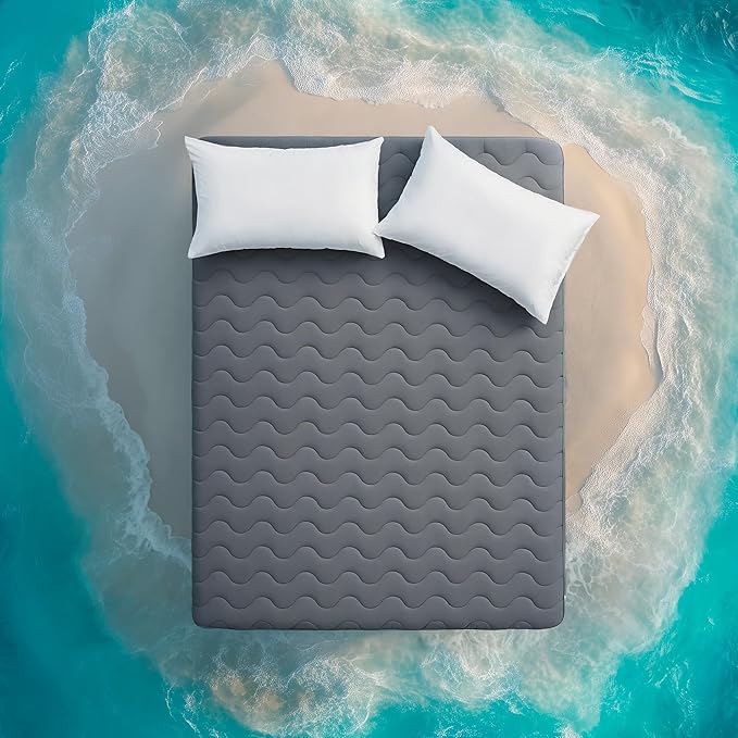 Sleep Zone Cooling Mattress Protector Full, Waterproof Bedding Pad for Hot Sleepers, Soft & Breathable Mattress Topper, Deep Pocket Mattress Cover, Hotel Quality (Dark Gray，Full)