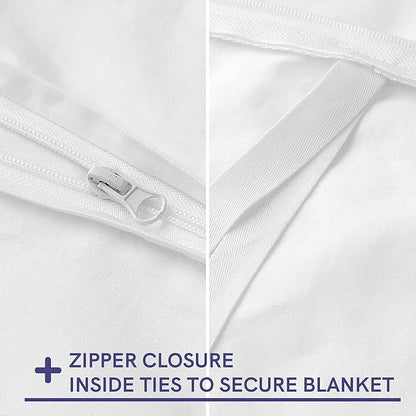 YnM Cotton Duvet Cover for Weighted Blankets (White, 36''x48'')