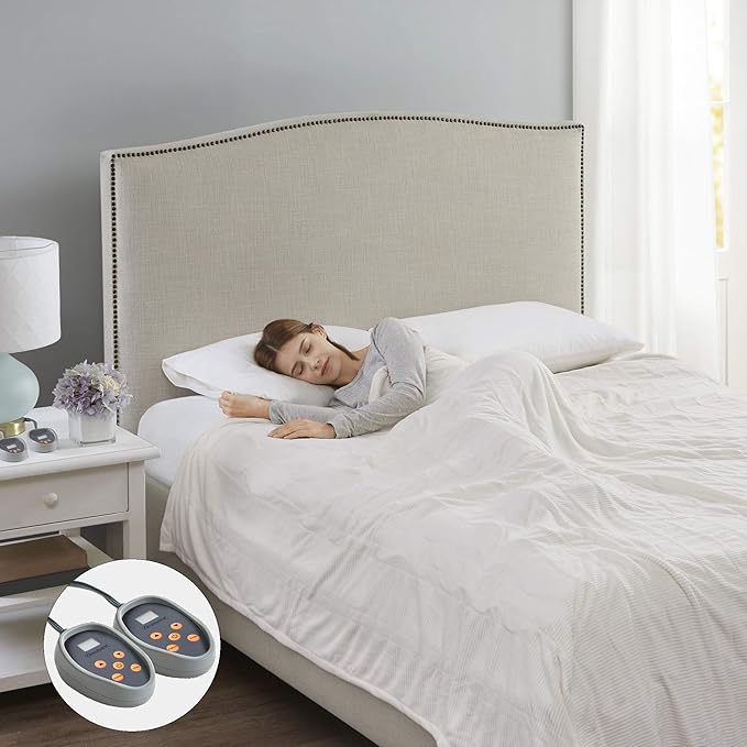 Beautyrest Electric Blanket Luxurious Micro Fleece Ultra Soft Ribbed Textured, Cozy and Snuggly Cover for Cold Weather, Fast Heating, Auto Shut Off, 20 Level Heat Setting Controller, Twin, Ivory