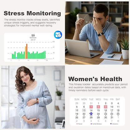 Sleep Tracker, Activity & Fitness Trackers | Health Smart Bracelet 24/7 Heart Rate | Step & Calorie Counter | IP68 Waterproof Activity Tracker, Valentine’s Day Gifts for Family & Friends