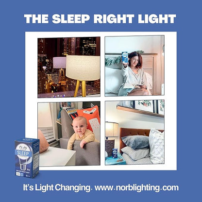 NorbSLEEP - Sleep Light Low-Blue LED Light Bulb for Bedtime and Evening, for Restful, Healthy Sleep for All Ages (Baby and Adults) (6W 4 Pack)