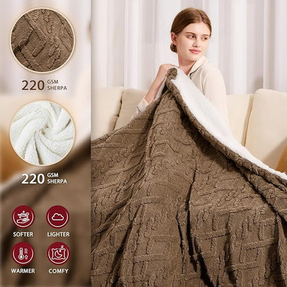 Heated Electric Blanket Full Size-72"x84" Heating Blanket with 10 Heating Levels & 5 Time Settings Over-Heat Protection，Winter Warmer for Adults with ETL Certification（Beige）