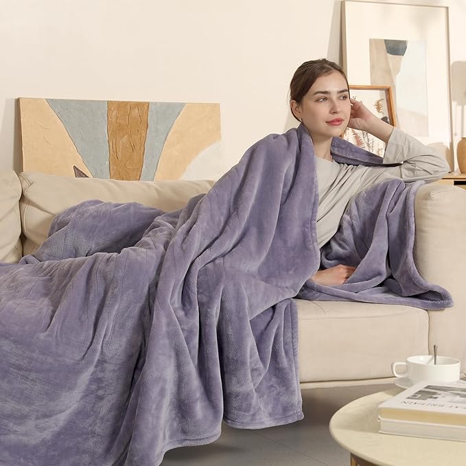 Heated Blanket Full Size, Super Soft Cozy Upgraded Flannel Electric Blanket with 6 Heating Levels & 1-10 Hours Auto Off, Heating Blanket for Whole Body, Overheat Protection, 72" x 84", Lavender