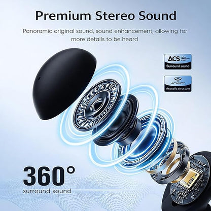 Mini Invisible Earbuds Wireless Bluetooth, Small Earbuds for Small Ears Canals, Tiny Discreet Sleep Headphones for Side Sleepers, Comfortable Noise Canceling Earphones for Work Gym, Black