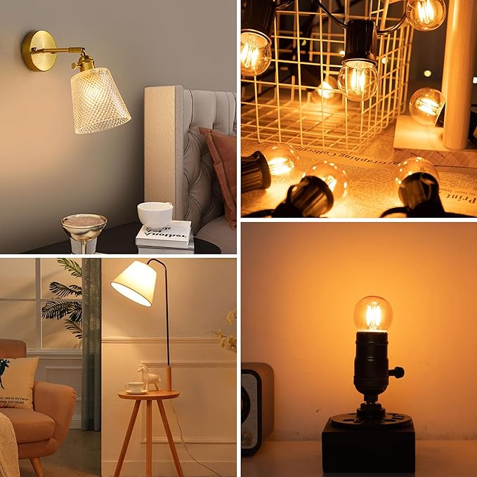 G40 LED Low Watt Light Bulbs Warm Glow E26 Amber 1W 10 Watt Light Bulb,Low Lumen Light Bulb Small Edison Short Decorative Dim Light Bulbs for Lamp,Bedroom,Warm White 2200K 100LM,Non Dimmable,15 PACK