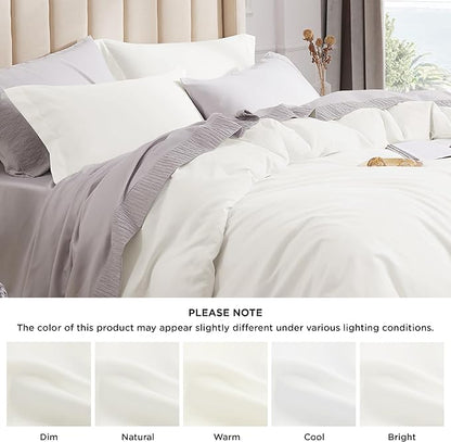 Bedsure Duvet Cover King Size - Soft Double Brushed Bedding Set for Kids & Adults, Zipper Closure, 3 Pieces, Includes 1 Duvet Cover (104"x90") & 2 Pillow Shams, NO Comforter, Ivory White