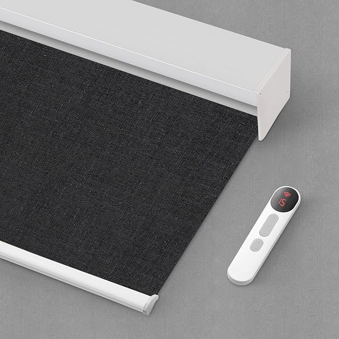 Bringnox Motorized Blinds with Remote,100% Blackout Smart Roller Blinds Compatible with Apple Homekit Google Home and Alexa Via HUB,and Customized (Crimp Basalt-24)