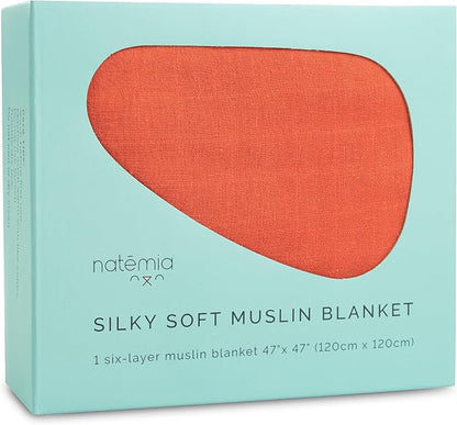 Natemia Muslin Baby Blanket - Ultra Soft, Breathable Baby Blankets for Girls and Boys - Newborn Essentials- Multi-Purpose Stroller Cover, Play Mat, XL Swaddle - Cotton Rayon Blend- 47" x 47"