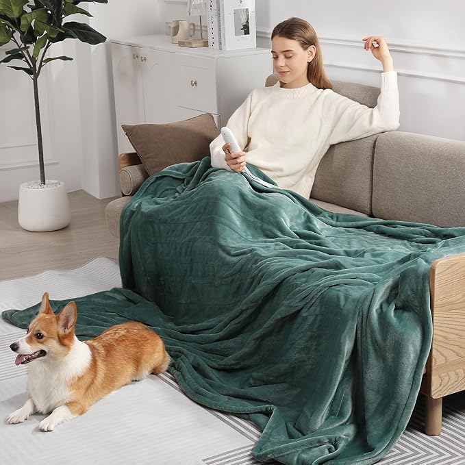 Heated Blankets King Electric Blanket 100''X90'', Ultra Soft Silky Flannel and Fluffy Sherpa Heating Blanket with 5 Heat Levels & 10 Hrs Timer, ETL Certified & Overheat Protection, Gifts for Grandma