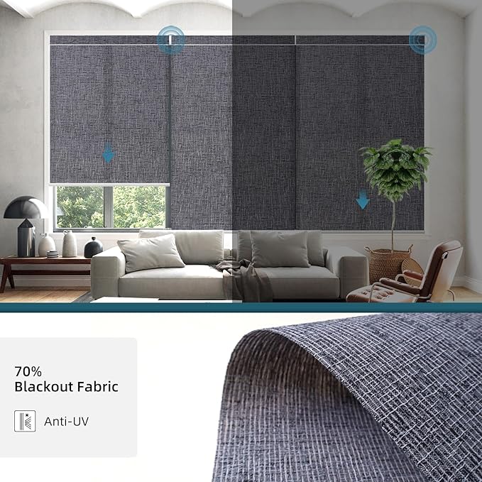 Motorized Blinds with Remote,70% Blackout Light Filtering Shades Compatible with Alexa Google Homekit,Remote Control Motorized Shades,Custom Size,Dark Charcoal Grey