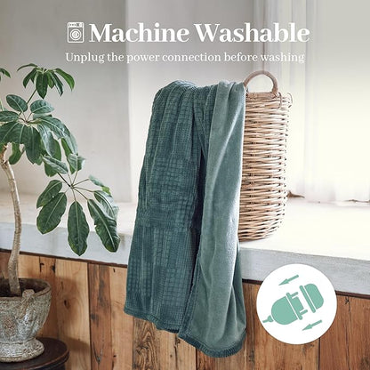 Electric Blanket Full Size 72''X84'' - Heated Blanket with Single Control Fast Heating 9 Heating Levels & 10 Hours Auto Off,ETL Certified Machine Washable (Green)