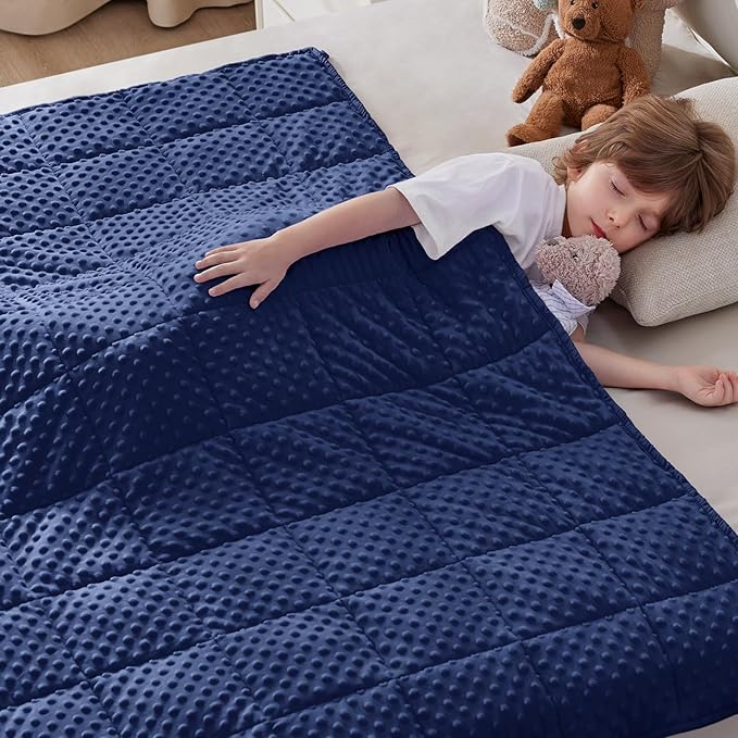 anfie Weighted Blanket Kids(40"x60" 7lbs) Weighted Blanket Cooling Blanket for Sleeping,Throw Size Breathable Blanket with Premium Glass Bead(Blue)
