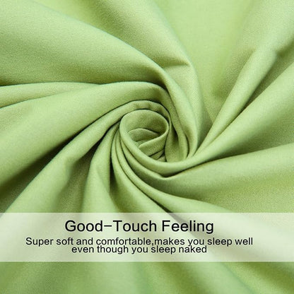 4 Piece Bed Sheet Set (Queen,Sage) 1 Flat Sheet,1 Fitted Sheet and 2 Pillow Cases,Brushed Microfiber Luxury Bedding with Deep Pockets