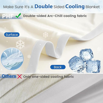 PHF Double Cooling Throw Blanket for Hot Sleepers, Arc-Chill Q-Max>0.5 with Double Cooling, Summer Blanket Absorbs Heat to Keep Cool All Night for Night Sweats (Cannoli Cream, 50''x60'')