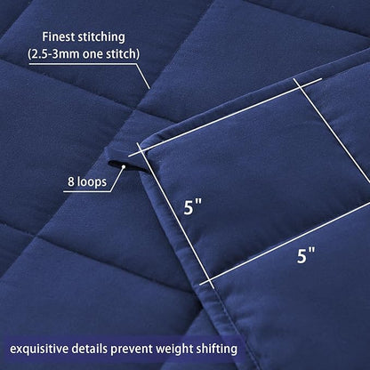 yescool Weighted Blanket for Adults (22 lbs, 60" x 80", Blue) Cooling Heavy Blanket for Sleeping Perfect for 210-230 lbs, Queen Size Breathable Blanket with Premium Glass Bead, Machine Washable