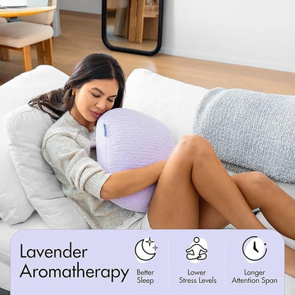 Quiet Mind Lavender Scented Weighted Body Pillow for Kids & Adults, Small (6lb) – Lavendar Infused Aroma with Recycled Glass Beads & Chemical-Free Fabric – Sensory Sleep Cuddle Pillow