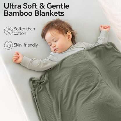 Ultra-Soft Rayon Made from Bamboo Baby Blanket - 30x40 Inches Double-Layer Swaddle Blanket, Breathable & Hypoallergenic, Lightweight Nursing Cover, Stroller Blanket for Infants & Toddlers