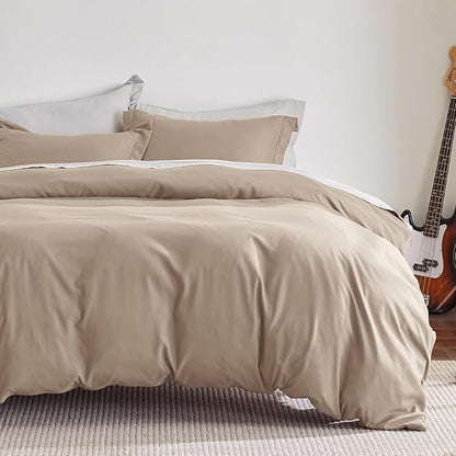 Bedsure Duvet Cover King Size - Soft Double Brushed Bedding Set for Kids & Adults, Zipper Closure, 3 Pieces, Includes 1 Duvet Cover (104"x90") & 2 Pillow Shams, NO Comforter, Hazel