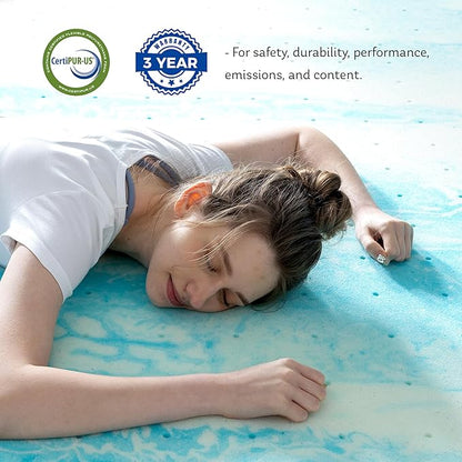 MLILY King Mattress Topper 3 Inch Memory Foam Bed with Gel Infusion, Cooling Pad in a Box,CertiPUR-US Certified, 76”x80”, Blue