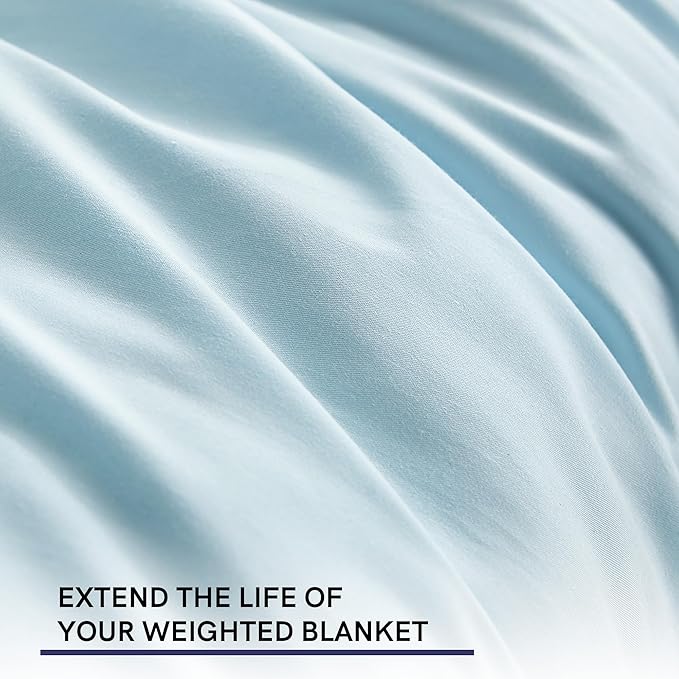 YnM Cotton Duvet Cover for Weighted Blankets (Light Blue, 41''x60'')