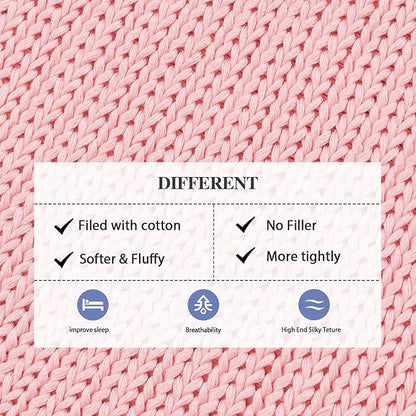L'AGRATY Knitted Weighted Blanket - 50"x60" 7lbs Cooling Chunky Knit Heavy Blanket for Adults Braided Crochet Throw Thick Cable Yarn Knit Decorative No Beads Evenly Weighted Machine Washable