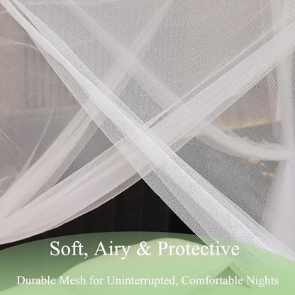 Mengersi Bed Canopy for Full Queen King Size Bed,Canopy Bed Curtains Elegant Mosquito Net,Mosquito Netting for Camping Patio Indoor Outdoor Bug Net,White