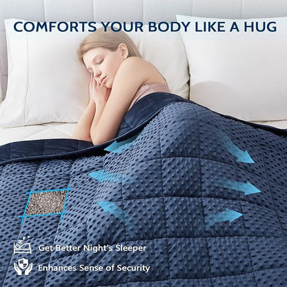 L'AGRATY Weighted Blanket for Adult - 60"x80" 22lbs Minky Dots Heavy Blanket with Glass Beads Soft Breathable for All-Season Summer Fall Winter Thick Comfort for Sleeping