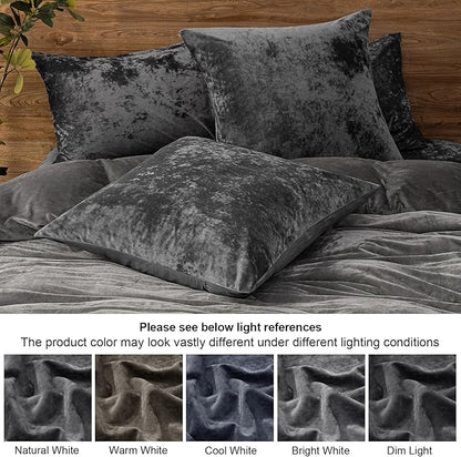 PHF Truly Velvet Throw Pillow Covers, 24"x24", No Insert, 2 Pack Color Gradient Cushion Covers, Ultra Soft Cozy Square Covers Shell for Luxurious Home Decor, No Shedding,No Pilling, Charcoal/Dark Grey