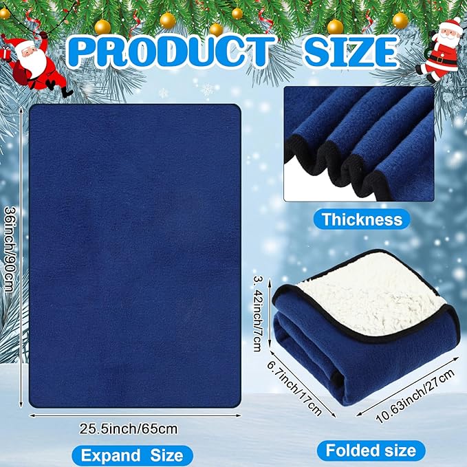 Tuanse 2 Pcs USB Heated Blanket 25"x35" Small Portable 5v 3 Setting Electric Blanket with Timer and Temperature Controller Winter Wearable Recharge Throw for Travel Home(Navy Blue)