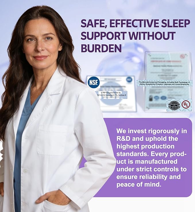 Melatonin-Free Sleep Aid for Adults with GABA & Seaweed Extract - Natural Supplement for Deep Sleep & Waking Up Refreshed, Stress Relief & Cognitive Support - Non-Habit Forming, 60 Capsules