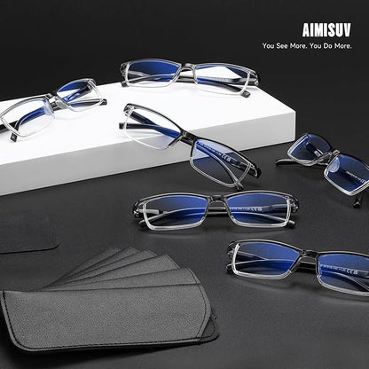 6Pack Reading Glasses Men,Spring Hinge Blue Light Blocking Readers,Anti Eyestrain Computer Magnifying Eyeglasses