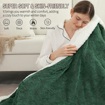 Heated Electric Throw Blanket,Electric Blanket Checkered Weave & Wool Blend Heated Blanket,Rapid Heating 6 Temperature Settings 4-Hour Auto Shut-Off ETL Certified,Machine Washable,50" x 60",Dark Gray