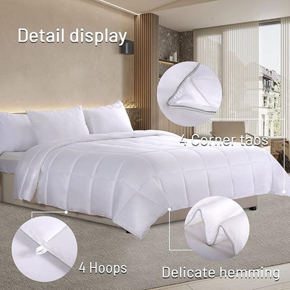 NEXHOME PRO Viscose from Bamboo Cooling Comforter, White Queen Lightweight Down Alternative Cool Natural Organic Duvet Insert, Summer Bedding Blenket Cool for Hot Sleepers,8 Corner Tabs(90"x 90")