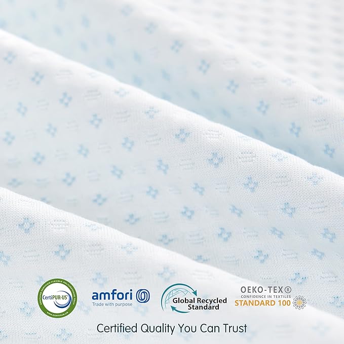 SyMax Memory Foam Mattress Topper, Gel Infused Foam Topper, Breathable Bed Topper with Cover, Pressure Relieving, CertiPUR-US Certified, 4 Inch(White Cover), Queen Size