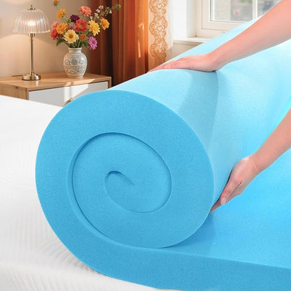 SyMax Memory Foam Mattress Topper, Gel Infused Foam Topper, Breathable Bed Topper, Pressure Relieving, CertiPUR-US Certified, 4 Inch, King Size