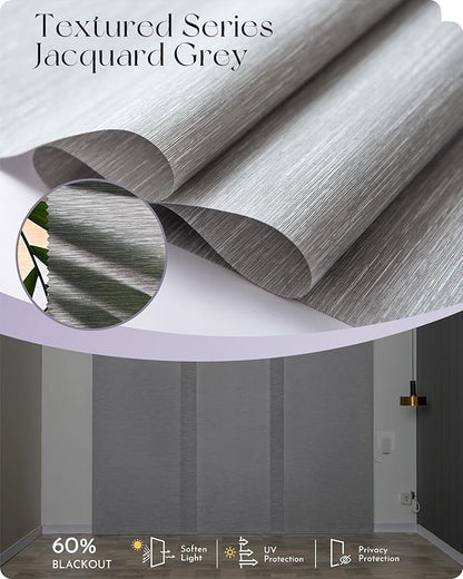 Graywind Motorized Sliding Panel Blinds Light Filtering Compatible with Alexa Google Smart Custom Panel Track Blinds Remote Control for Patio Sliding Door (Dimout Jacquard Grey)